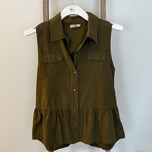 Entro Olive Sleeveless Ruffle Hem Top/Vest